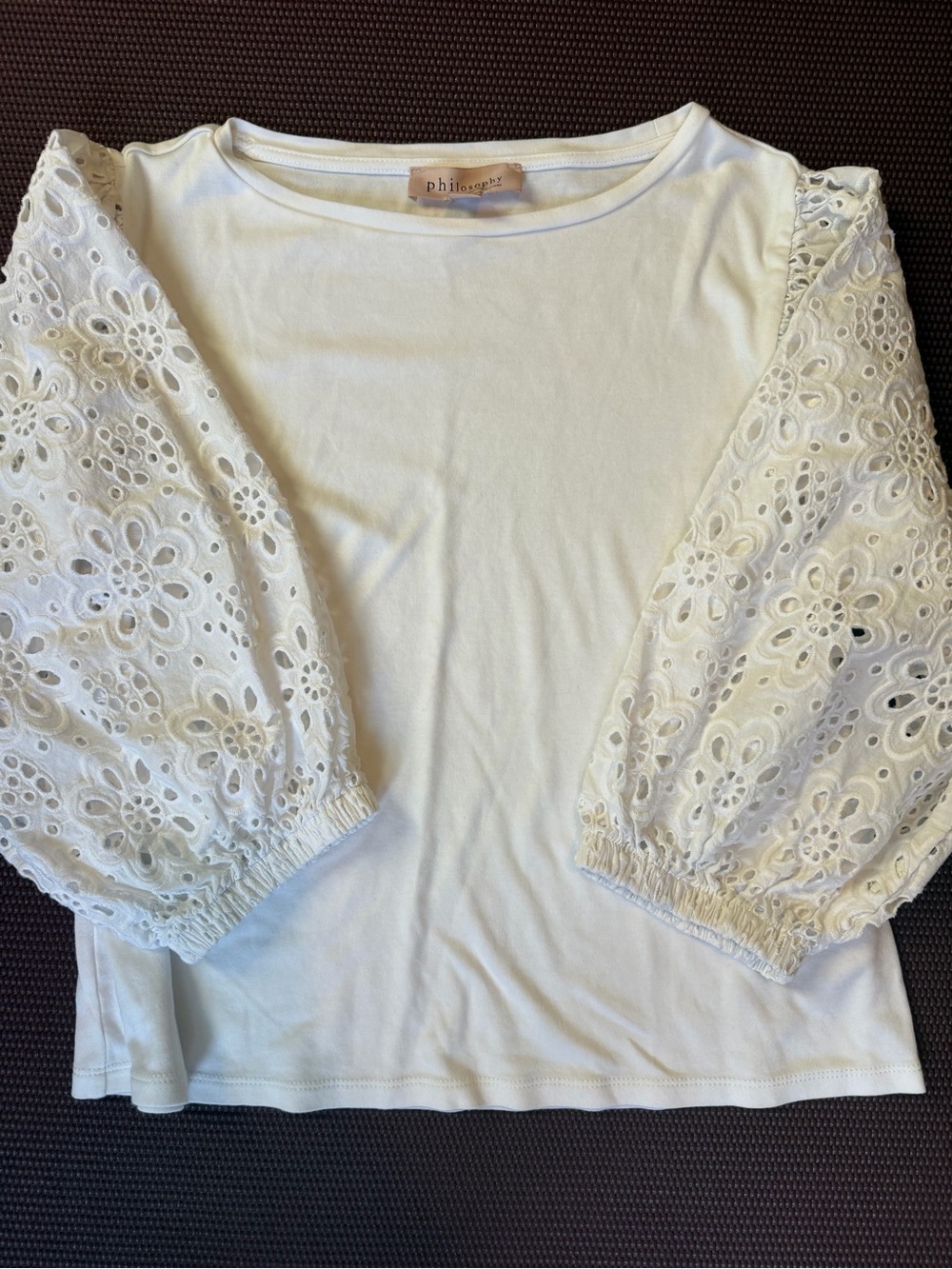 Philosophy Knit 3/4 Sleeve Eyelet Top
